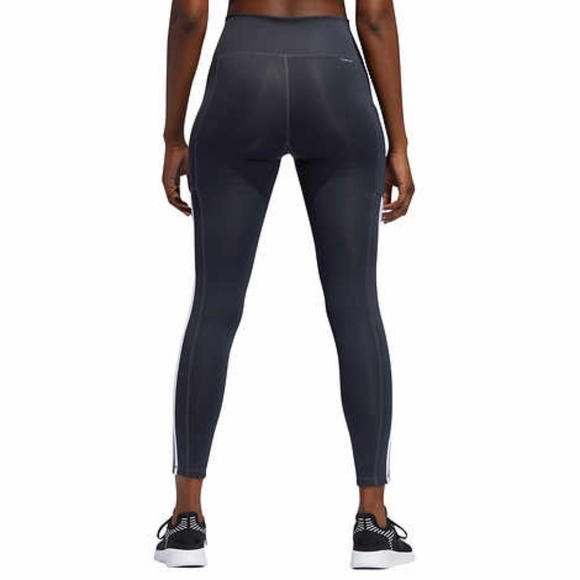 LAST TWO! New Women's Adidas Striped Leggings Gray - Picture 3 of 15